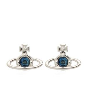 Vivienne Westwood silver nano solitaire earrings - blue crystal - AUTHENTIC